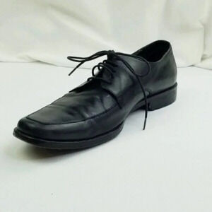 Hugo Boss Size 10 Men's Lace Up Embossed Logo Black Leather Shoes